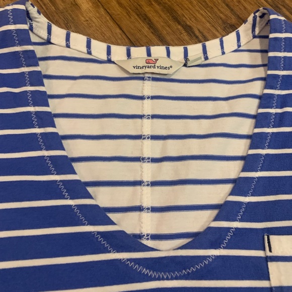 Vineyard Vines V-Neck Mixed Stripe Dress Blue White NWOT Size Small Womens - Picture 4 of 7
